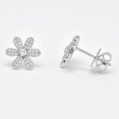 Natural Diamond 0.36 carats 18 Karats White Gold Flower Stud Earrings