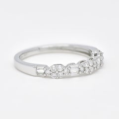Natural Diamond 0.40 carats 18KT White Gold Cluster Half Eternity Stackable Ring