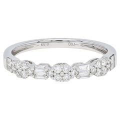 Natural Diamond 0.40 carats 18KT White Gold Cluster Half Eternity Stackable Ring