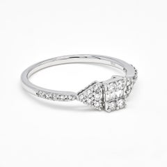 Natural Diamond 0.37 carats 18KT White Gold Cluster Engagement Ring