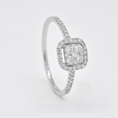 Bague de fiançailles grappe en or blanc 18 carats avec diamant naturel de 0,37 carat