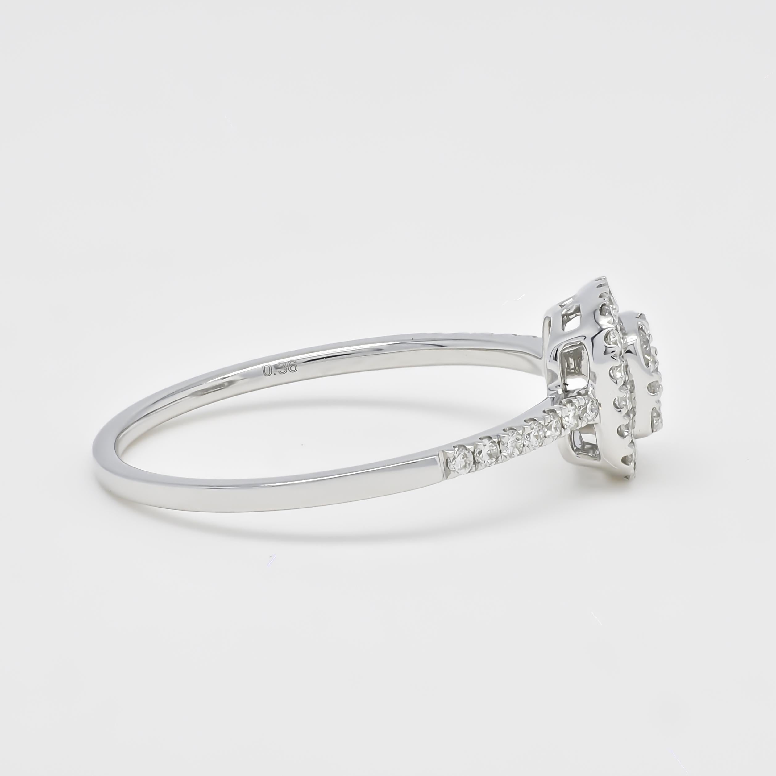 Modern Natural Diamond 0.37 carats 18KT White Gold Cluster Engagement Ring For Sale