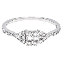 Natural Diamond 0.37 carats 18KT White Gold Cluster Engagement Ring