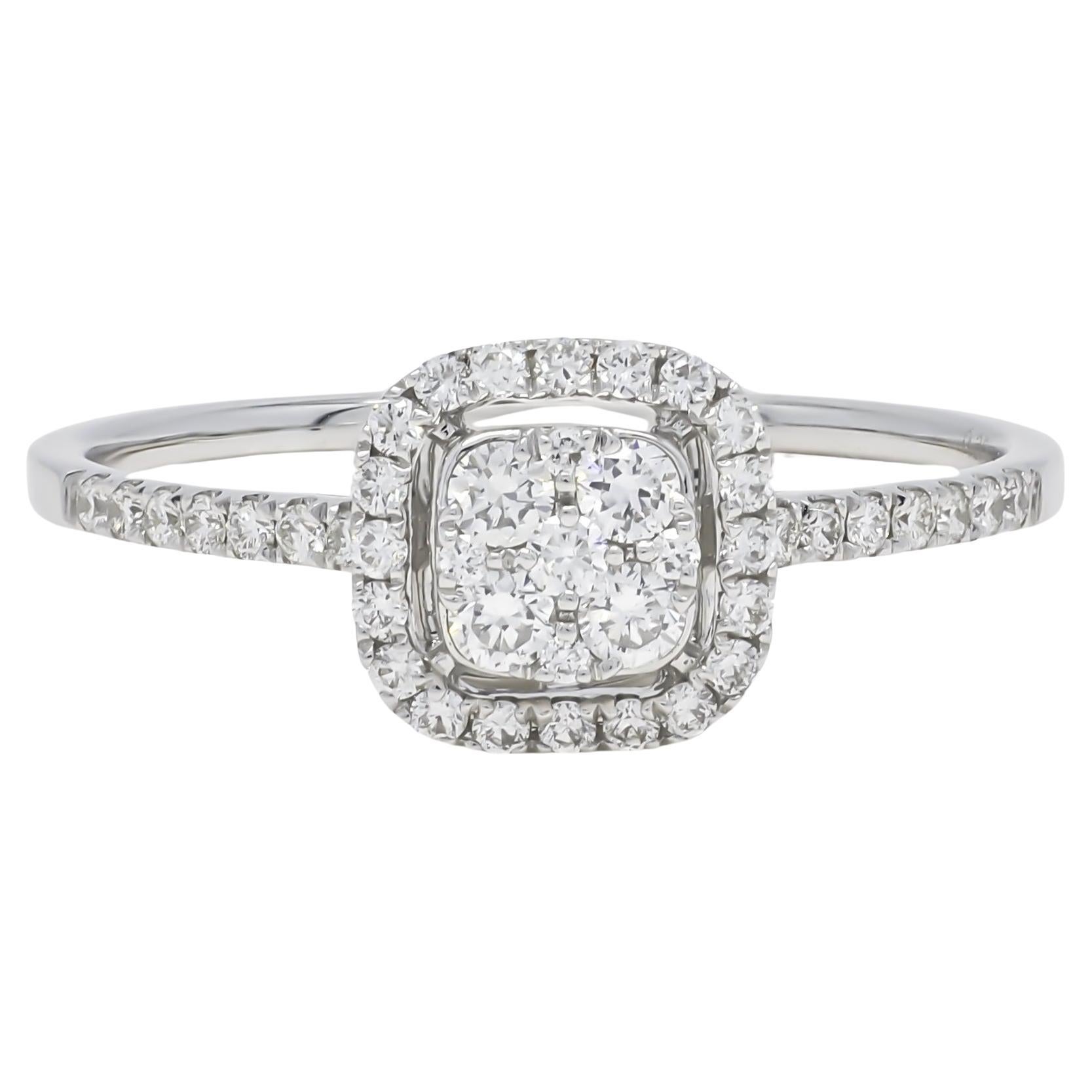Natural Diamond 0.37 carats 18KT White Gold Cluster Engagement Ring
