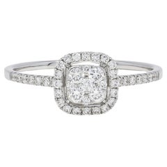 Natural Diamond 0.37 carats 18KT White Gold Cluster Engagement Ring