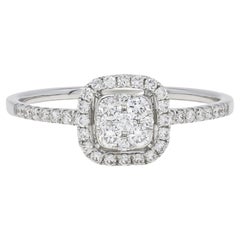 Anello di fidanzamento a grappolo con diamante naturale da 0,37 carati in oro bianco 18KT