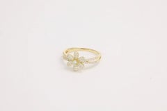 Natural Diamond 0.37 carats 18KT Yellow Gold Floral Cluster Ring