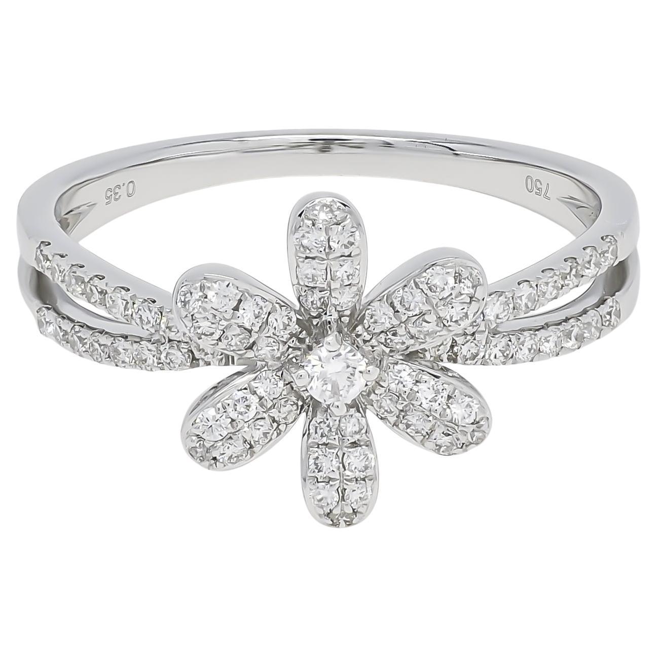 Bague grappe florale en or jaune 18 carats avec diamant naturel 0,37 carat Pour femmes en vente