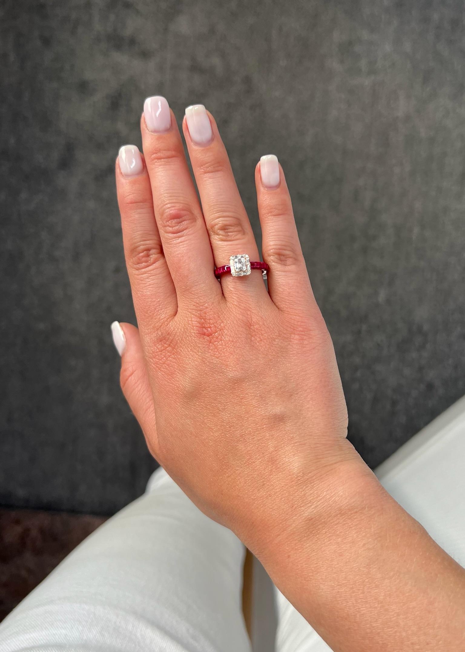 Natural Diamond 0.40 carats 18 Karat Rose Gold Natural Rubies Ring For Sale 5