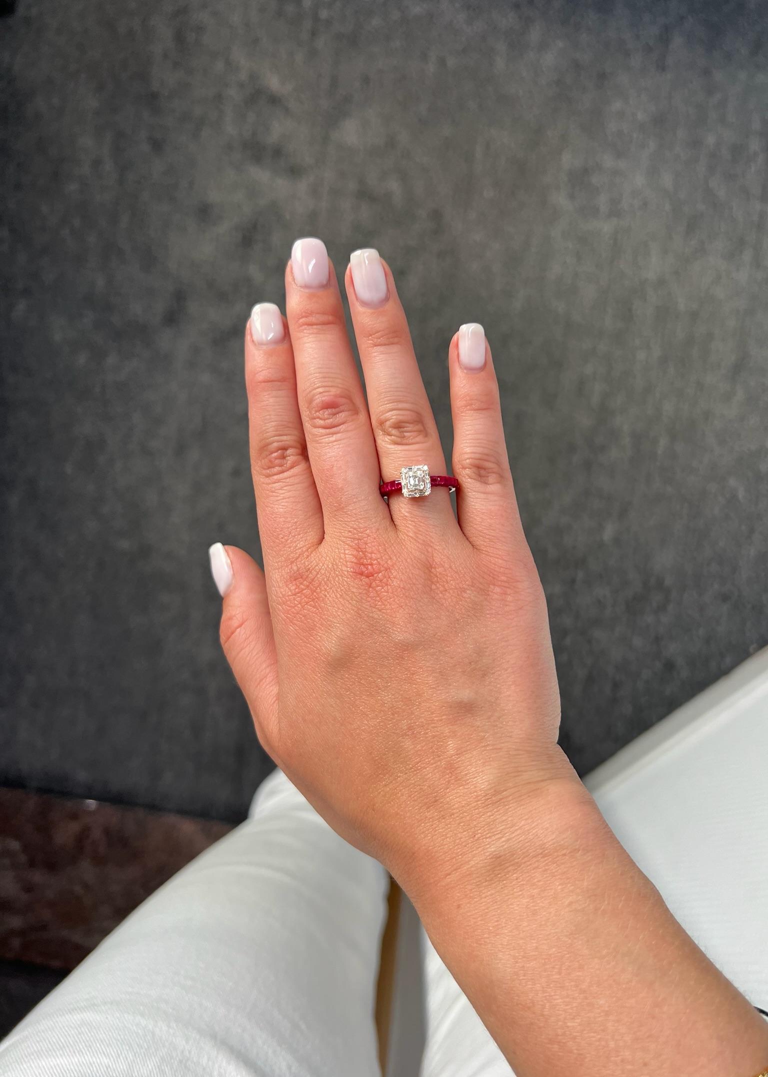 Natural Diamond 0.40 carats 18 Karat Rose Gold Natural Rubies Ring For Sale 6
