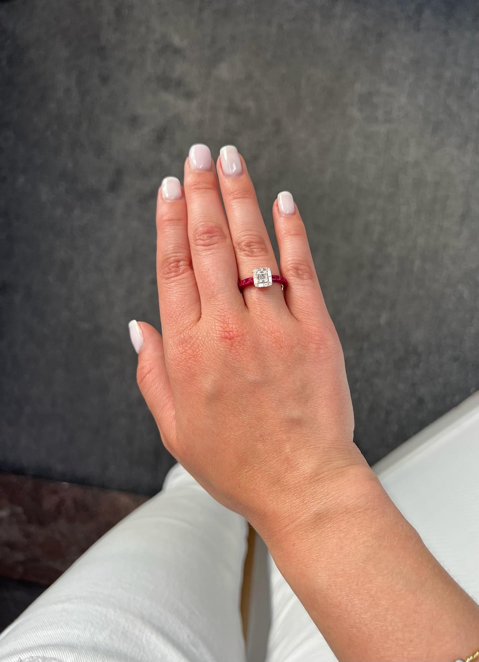 Natural Diamond 0.40 carats 18 Karat Rose Gold Natural Rubies Ring For Sale 1