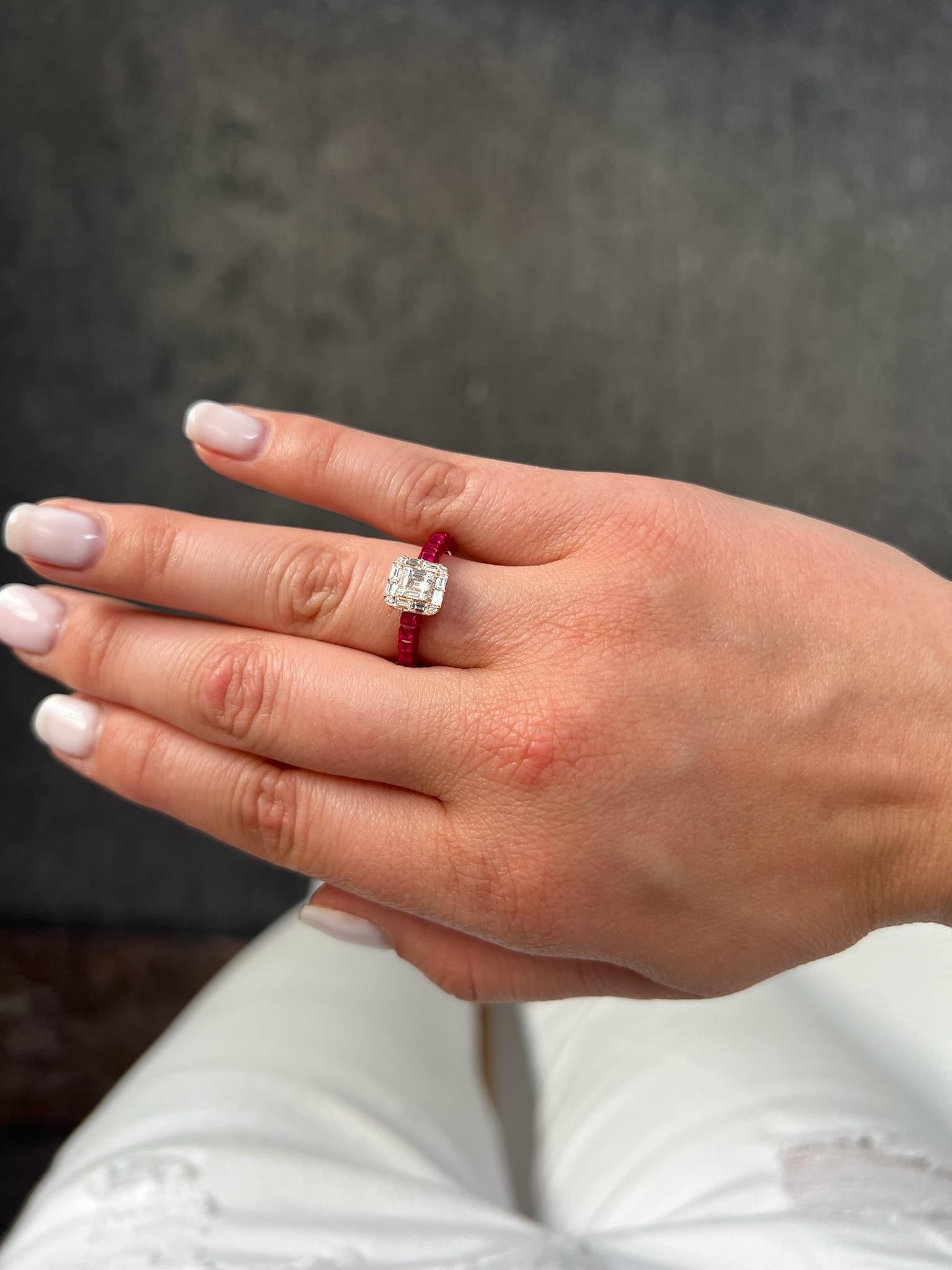 Natural Diamond 0.40 carats 18 Karat Rose Gold Natural Rubies Ring For Sale 2