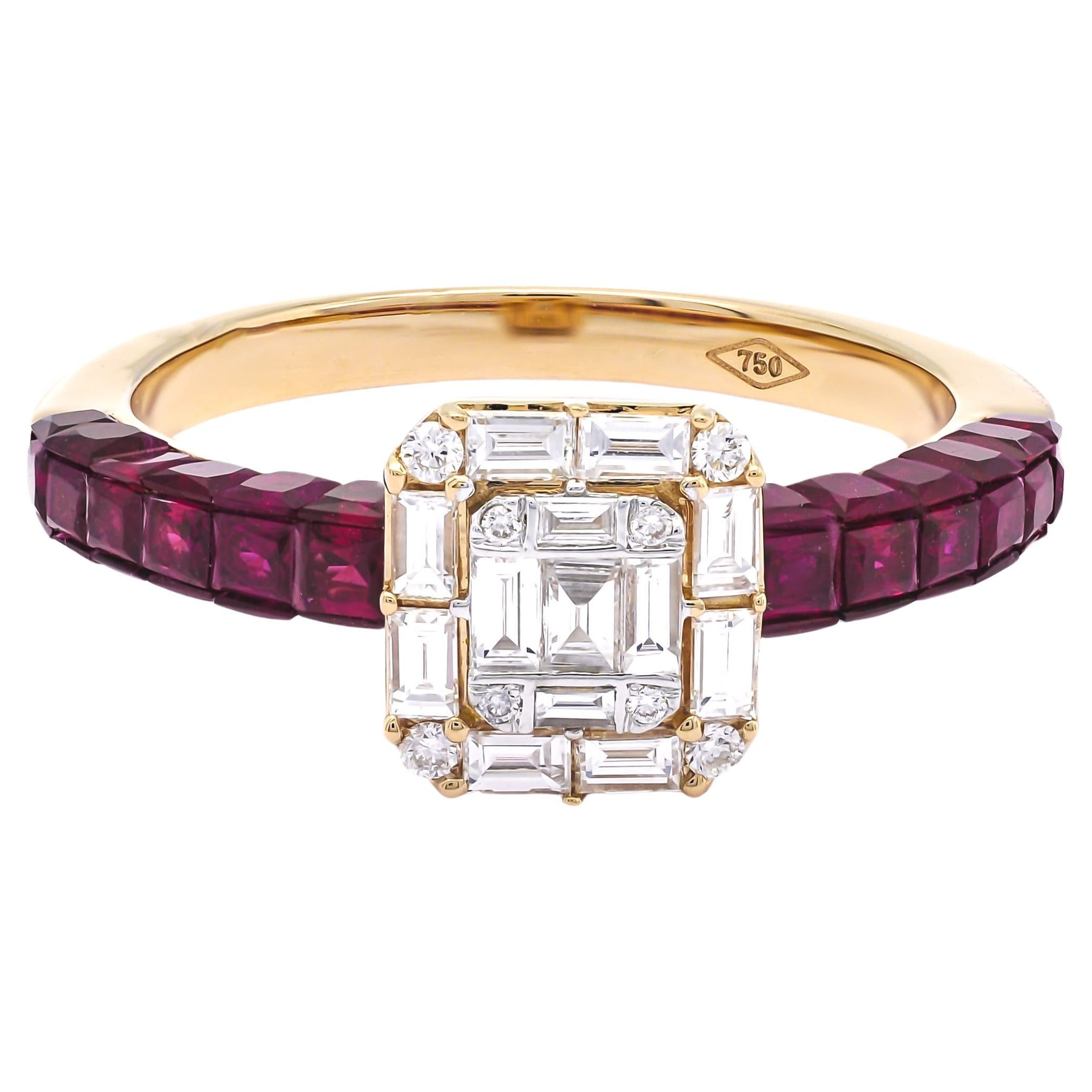 Natural Diamond 0.40 carats 18 Karat Rose Gold Natural Rubies Ring 