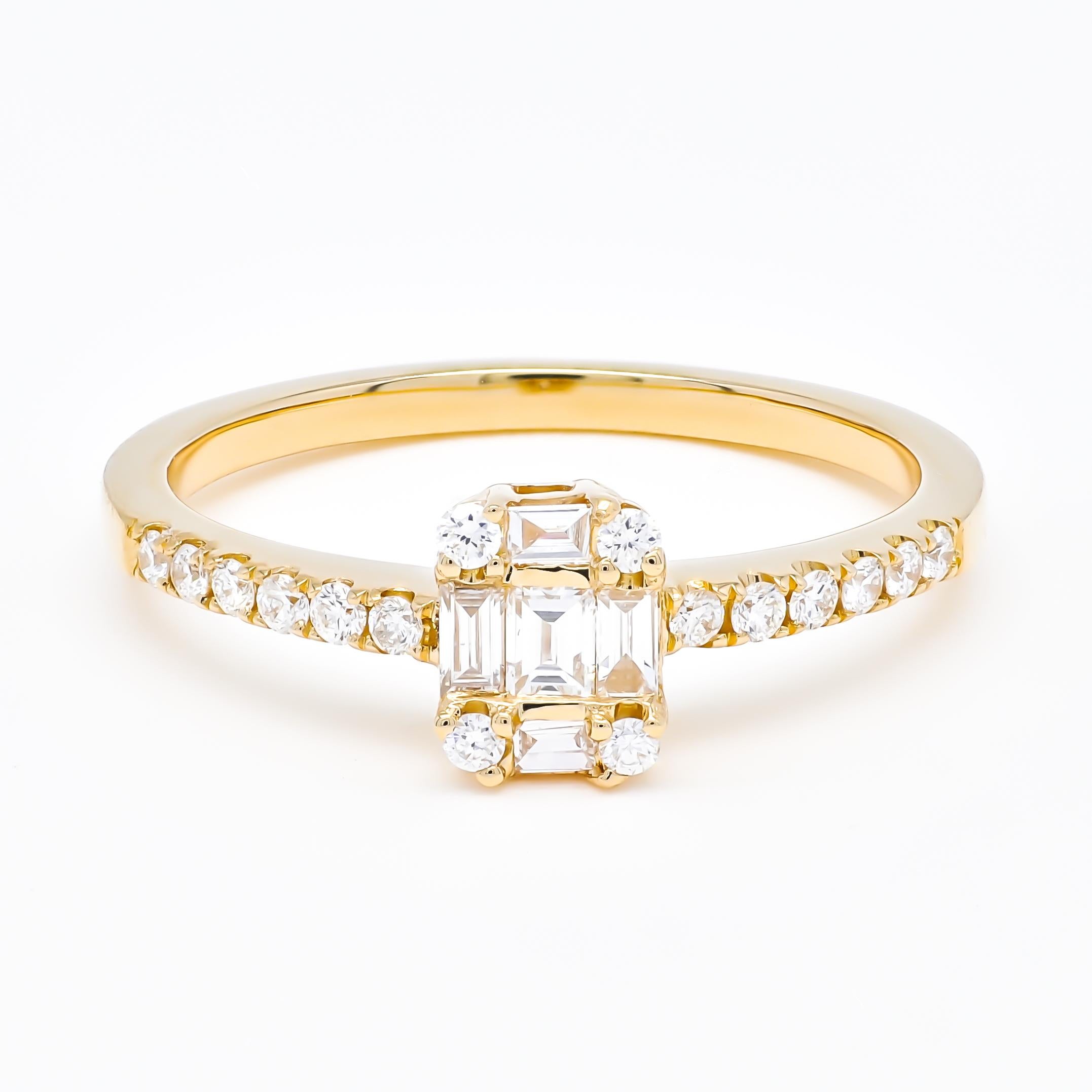 Natural Diamond 0.40 carats 18KT Rose Gold Cluster Engagement Ring For Sale 4