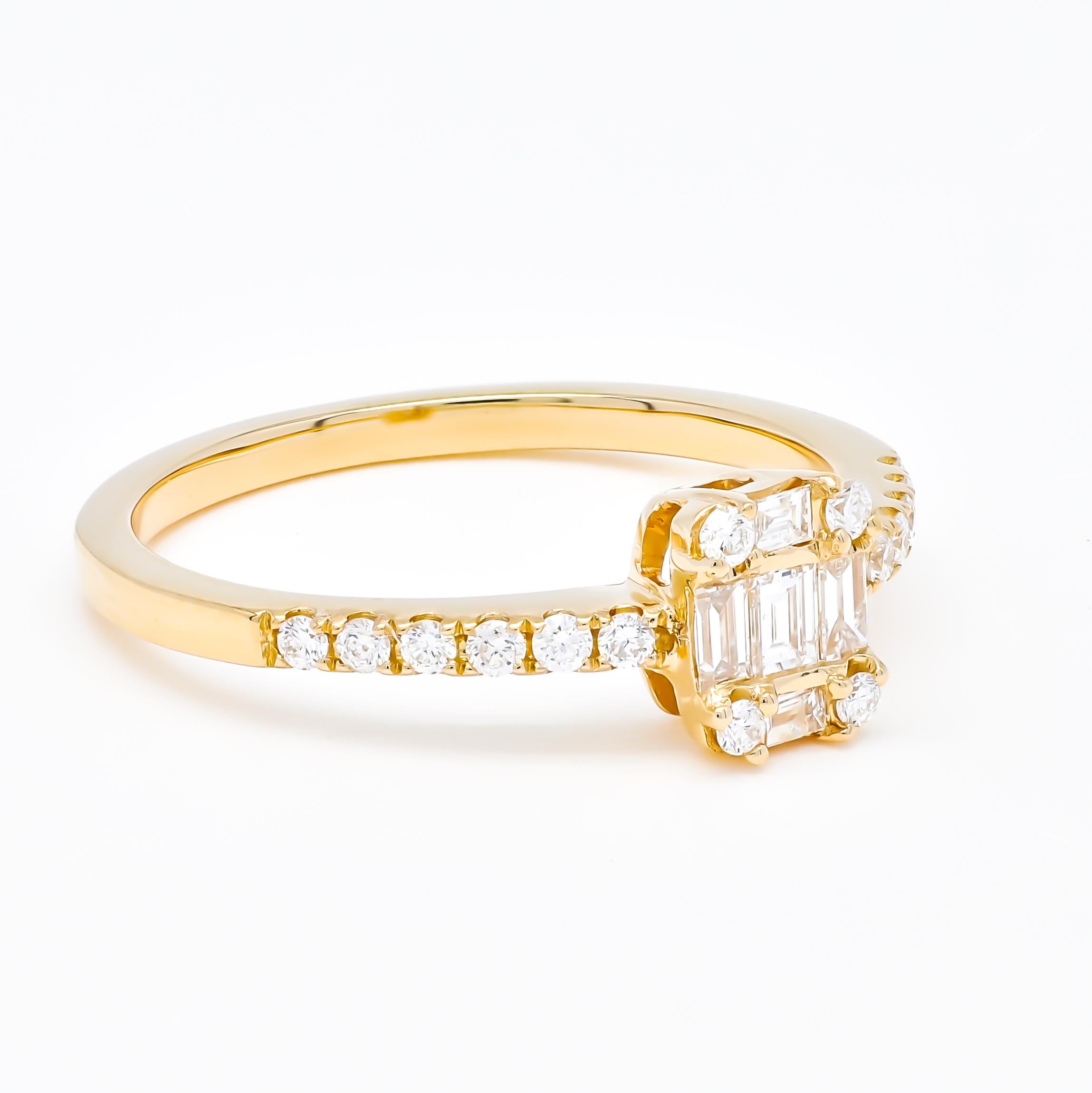 Natural Diamond 0.40 carats 18KT Rose Gold Cluster Engagement Ring For Sale 5