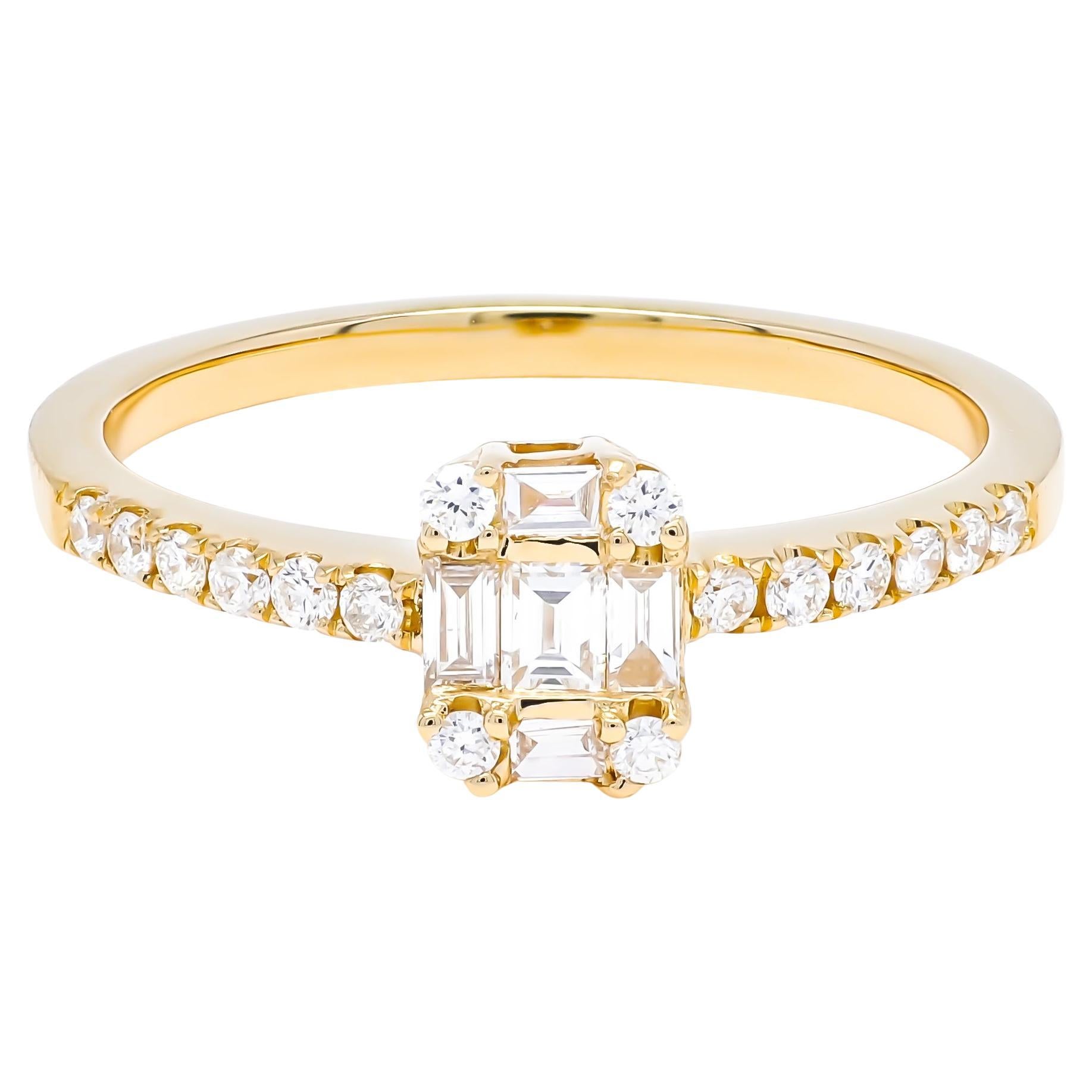 Bague de fiançailles grappe en or rose 18 carats avec diamant naturel de 0,40 carat