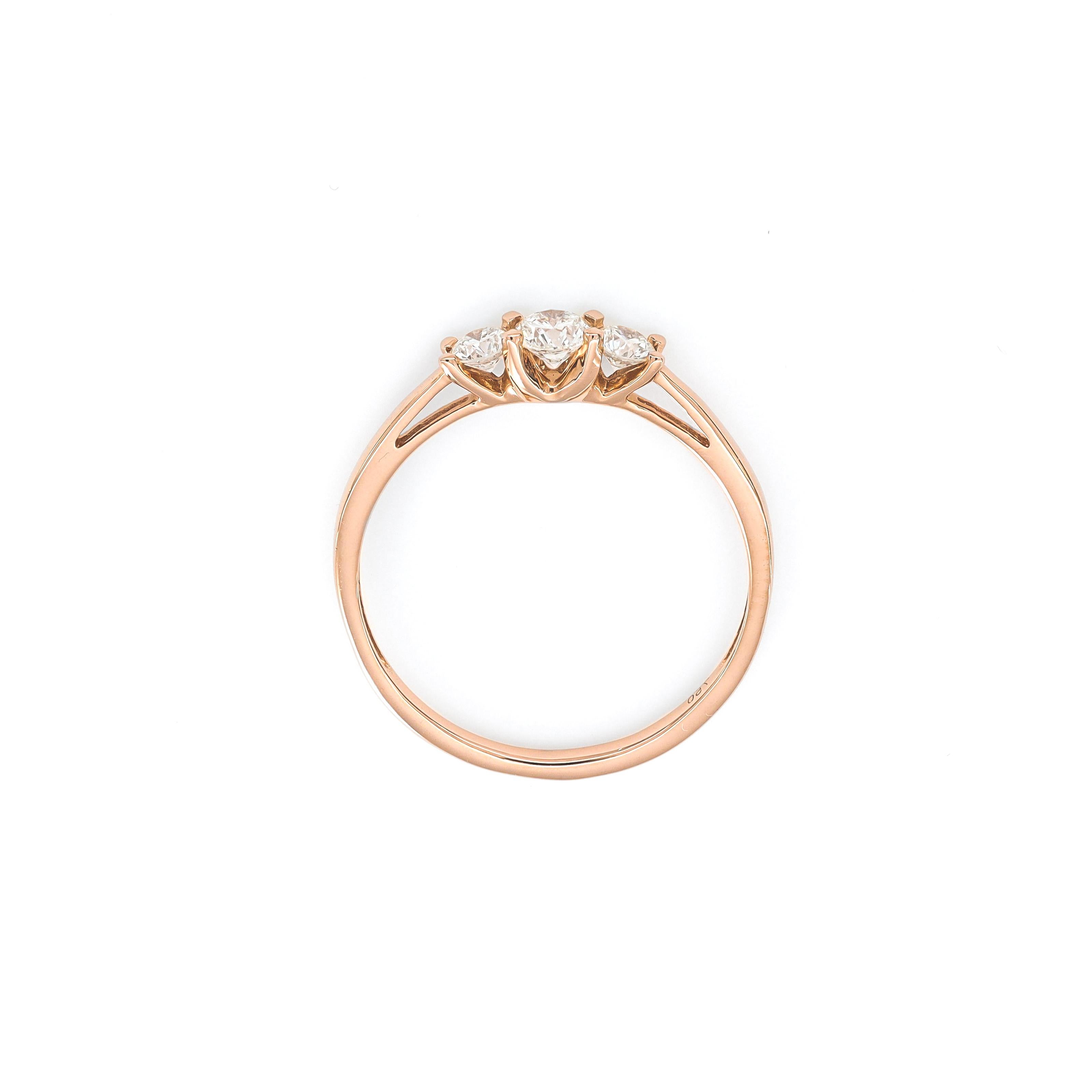 Round Cut Natural Diamond 0.40 Carats 18KT Rose Gold Solitaire Engagement Ring For Sale