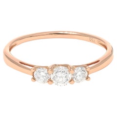 Anillo de compromiso solitario de oro rosa de 18 quilates con diamante natural de 0,40 quilates
