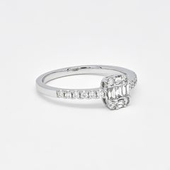 Natural Diamond 0.40 carats 18KT White Gold Cluster Engagement Ring