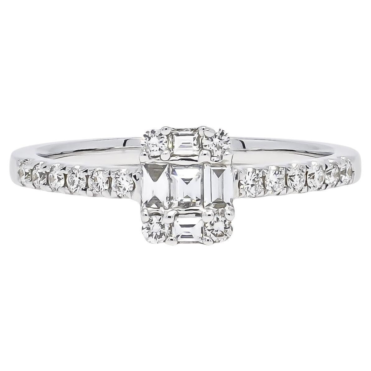 Verlobungsring mit natürlichem Diamant 0,40 Karat 18KT Weißgold-Cluster