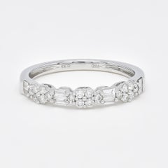Natural Diamond 0.40 carats 18KT White Gold Cluster Half Eternity Stackable Ring