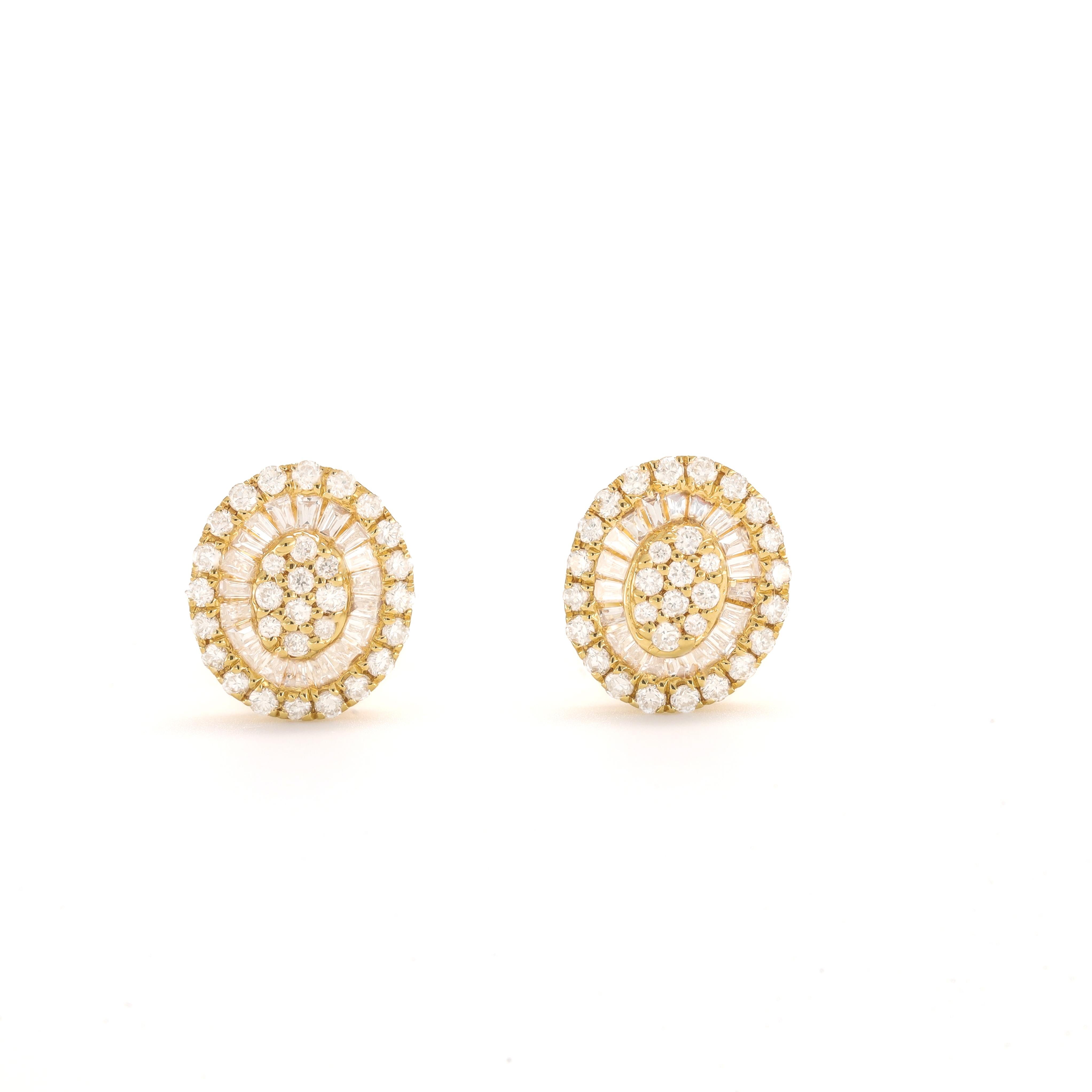Clous d'oreilles de forme ovale en or blanc 18 carats avec diamants naturels de 0,40 carat en vente 2