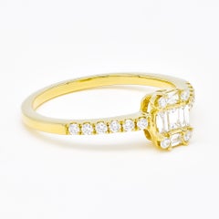 Verlobungsring mit natürlichem Diamant 0,40 Karat 18KT Gelbgold-Cluster