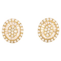 Natural Diamond 0.40 carats 18KT Yellow Gold Oval Shape Stud Earrings