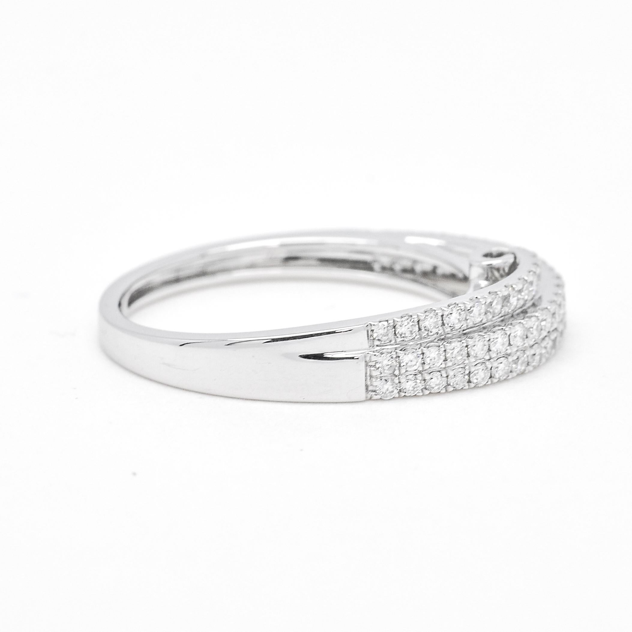 Modern Natural Diamond 0.41 carats 18KT White Gold Two Row Wedding Band For Sale