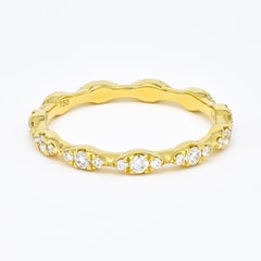 Natural Diamond 0.41 carats 18KT Yellow Gold Full Eternity Stackable Band Ring