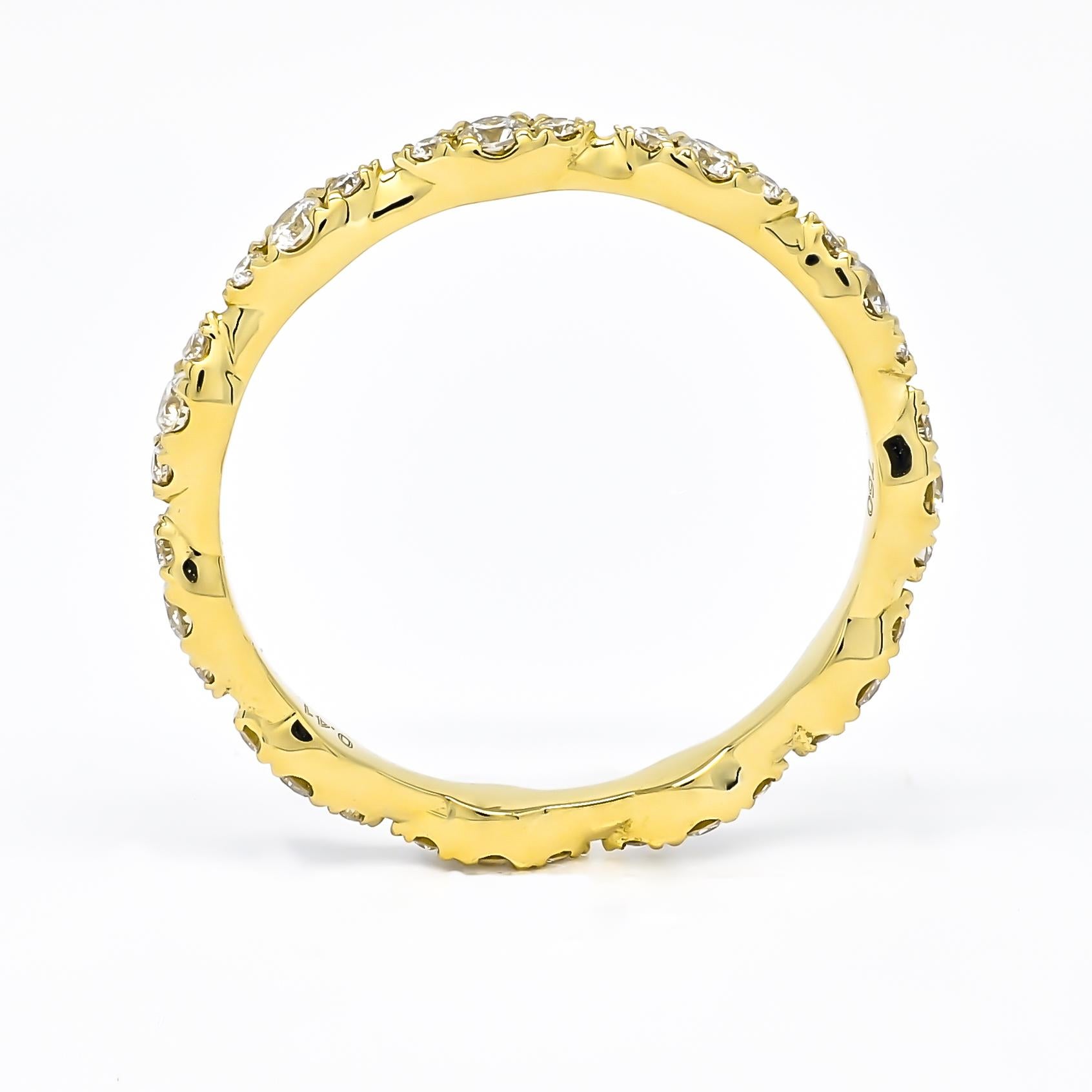 Women's or Men's Natural Diamond 0.41 carats 18KT Yellow Gold Full Eternity Stackable Band Ring For Sale
