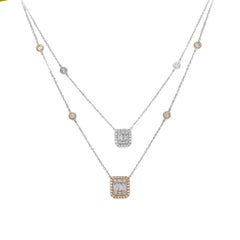 Natural Diamond 0.42 carats 18 KT Gold Designer Double Layer Chain Necklace