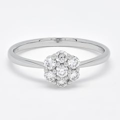 Natural Diamond 0.42 Carats 18KT White Gold Cluster Minimalistic Ring