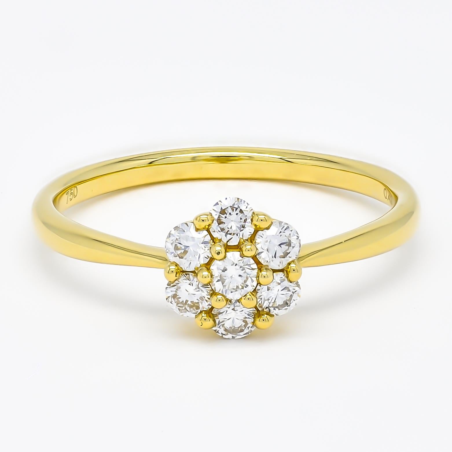Minimalistischer Ring mit natürlichem Diamant 0,42 Karat 18KT Weißgold-Cluster im Zustand „Neu“ im Angebot in Antwerpen, BE