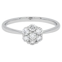 Natural Diamond 0.42 Carats 18KT White Gold Cluster Minimalistic Ring 