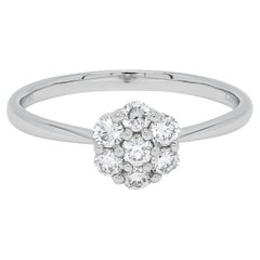 Diamante natural 0,42 quilates Anillo minimalista en racimo de oro blanco de 18 quilates