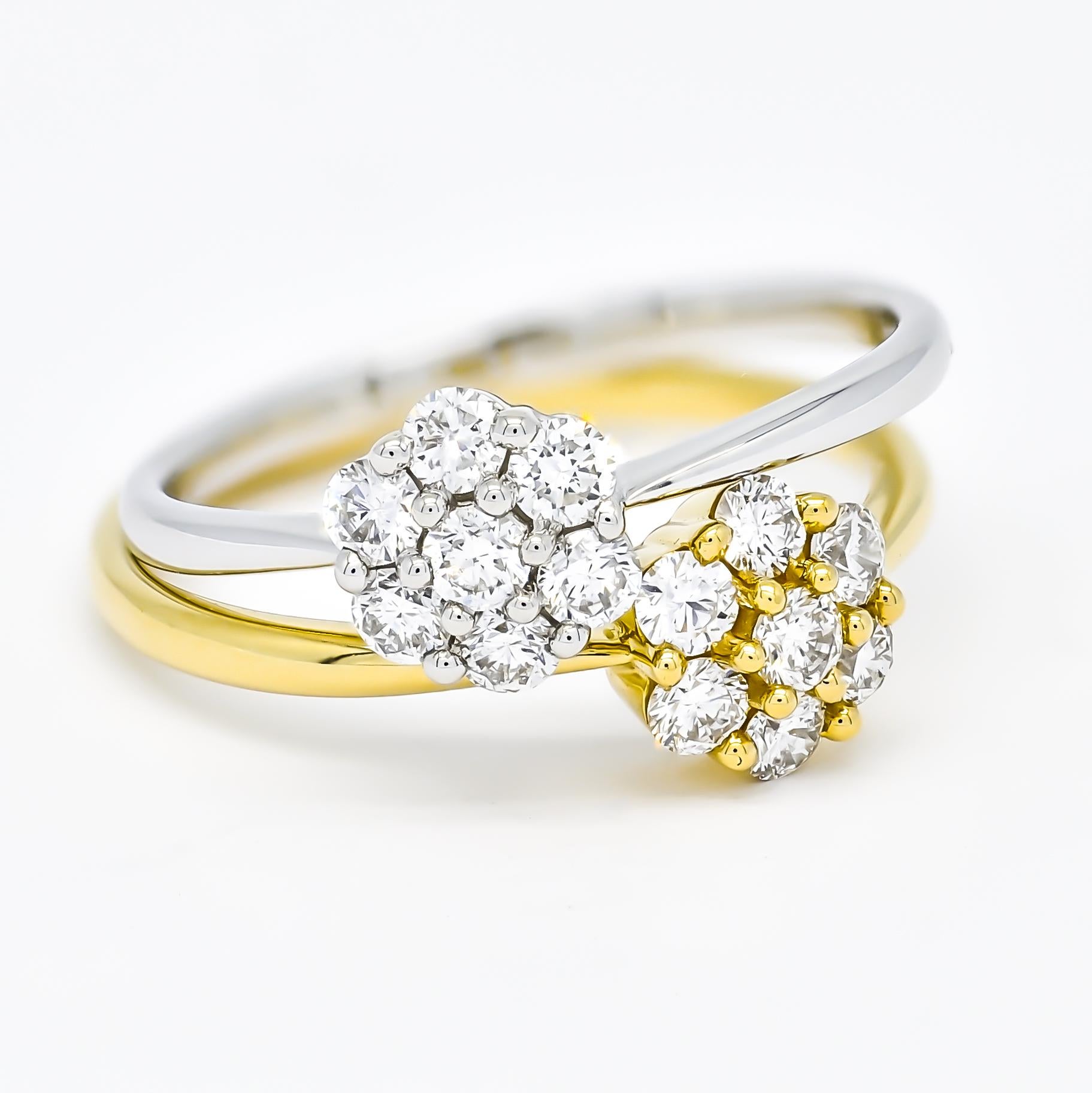 Taille ronde Bague minimaliste en or jaune 18 carats avec diamant naturel de 0,42 carat en vente