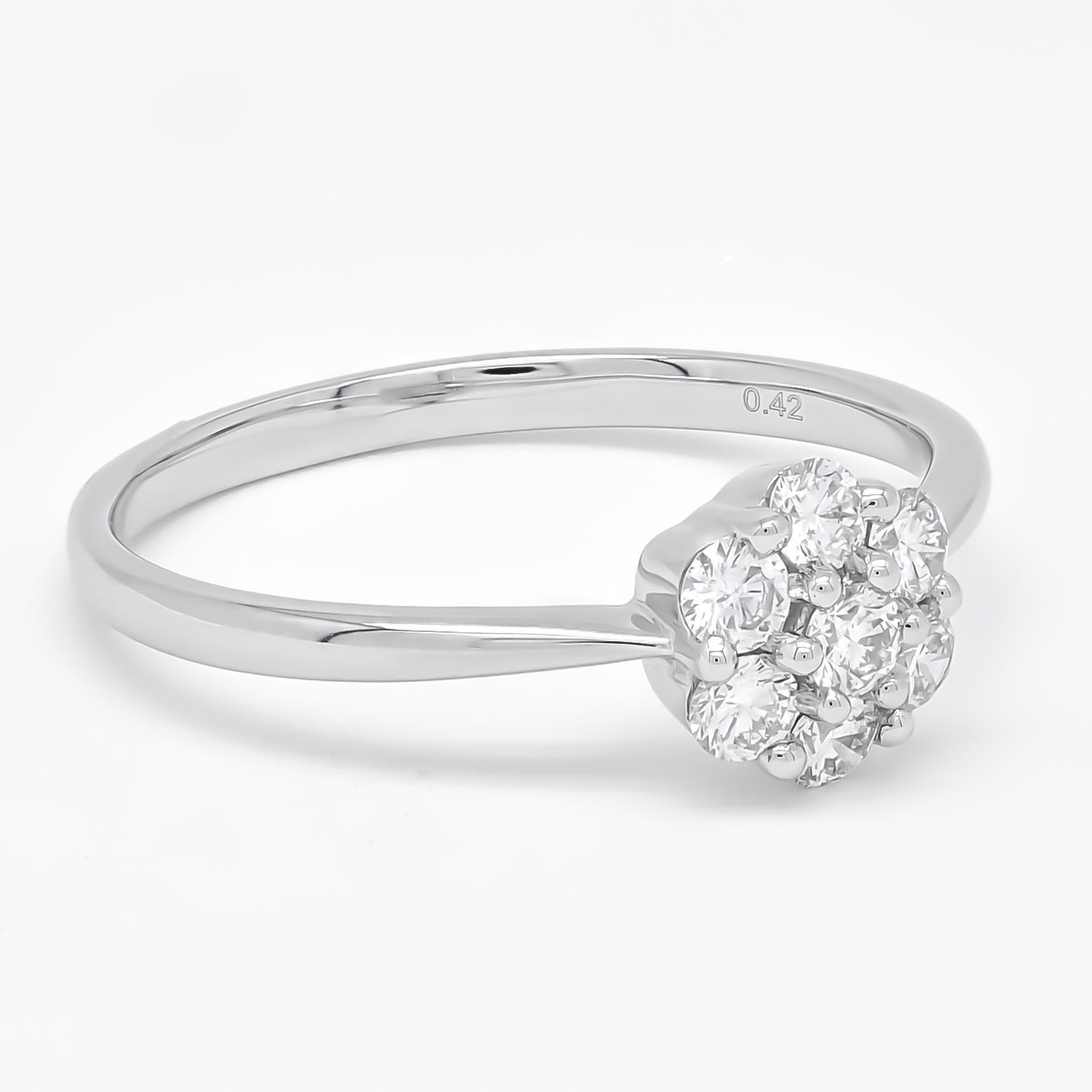 Bague minimaliste en or jaune 18 carats avec diamant naturel de 0,42 carat en vente 2