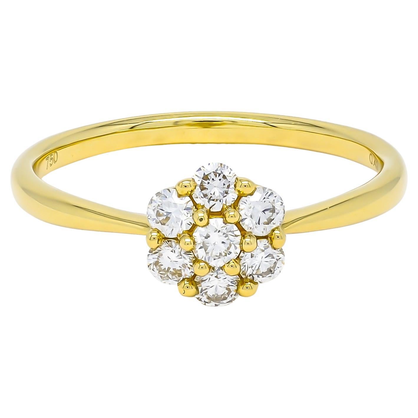 Anillo minimalista de oro amarillo de 18 quilates con diamante natural de 0,42 quilates
