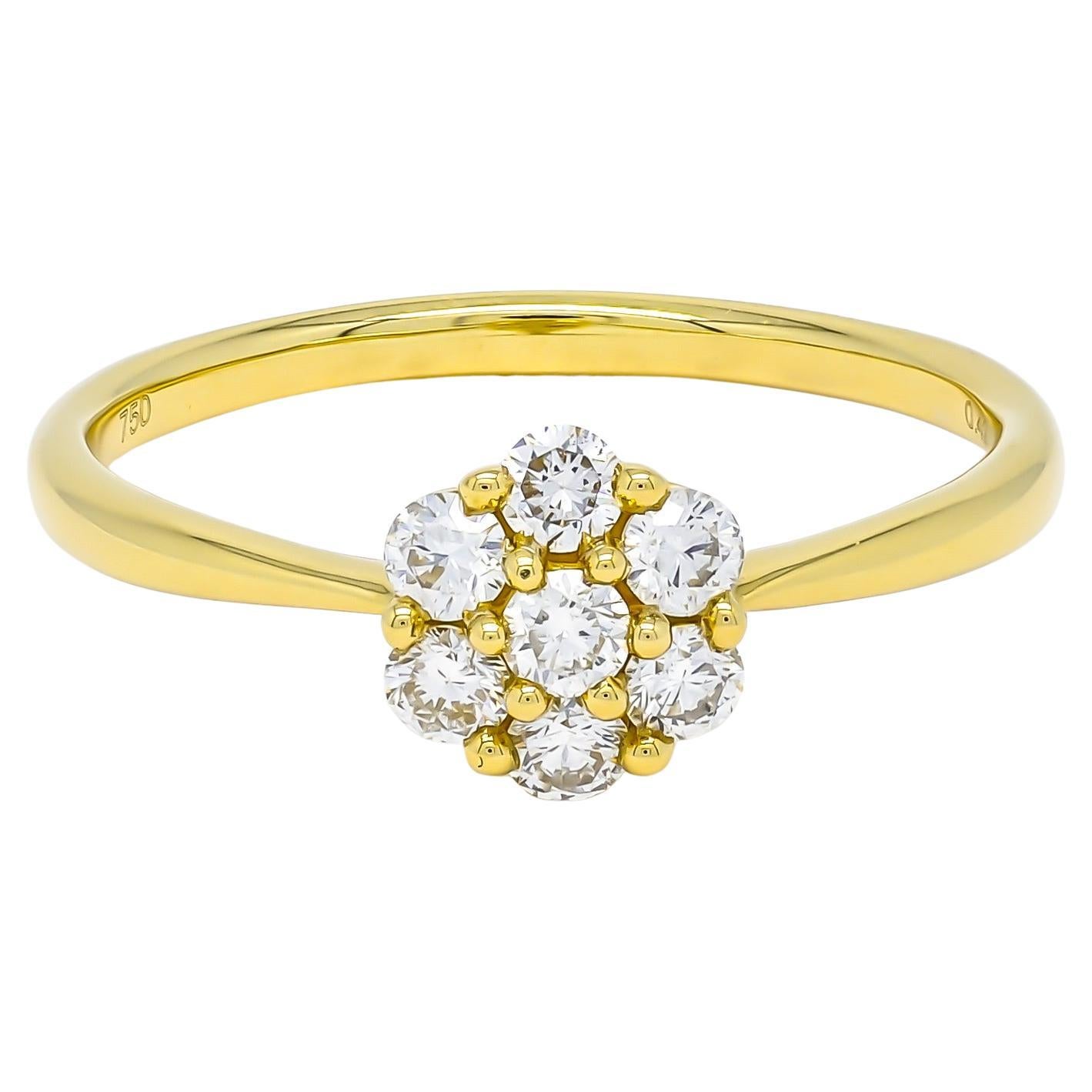 Minimalistischer Ring mit natürlichem Diamant 0,42 Karat 18KT Gelbgold-Cluster 