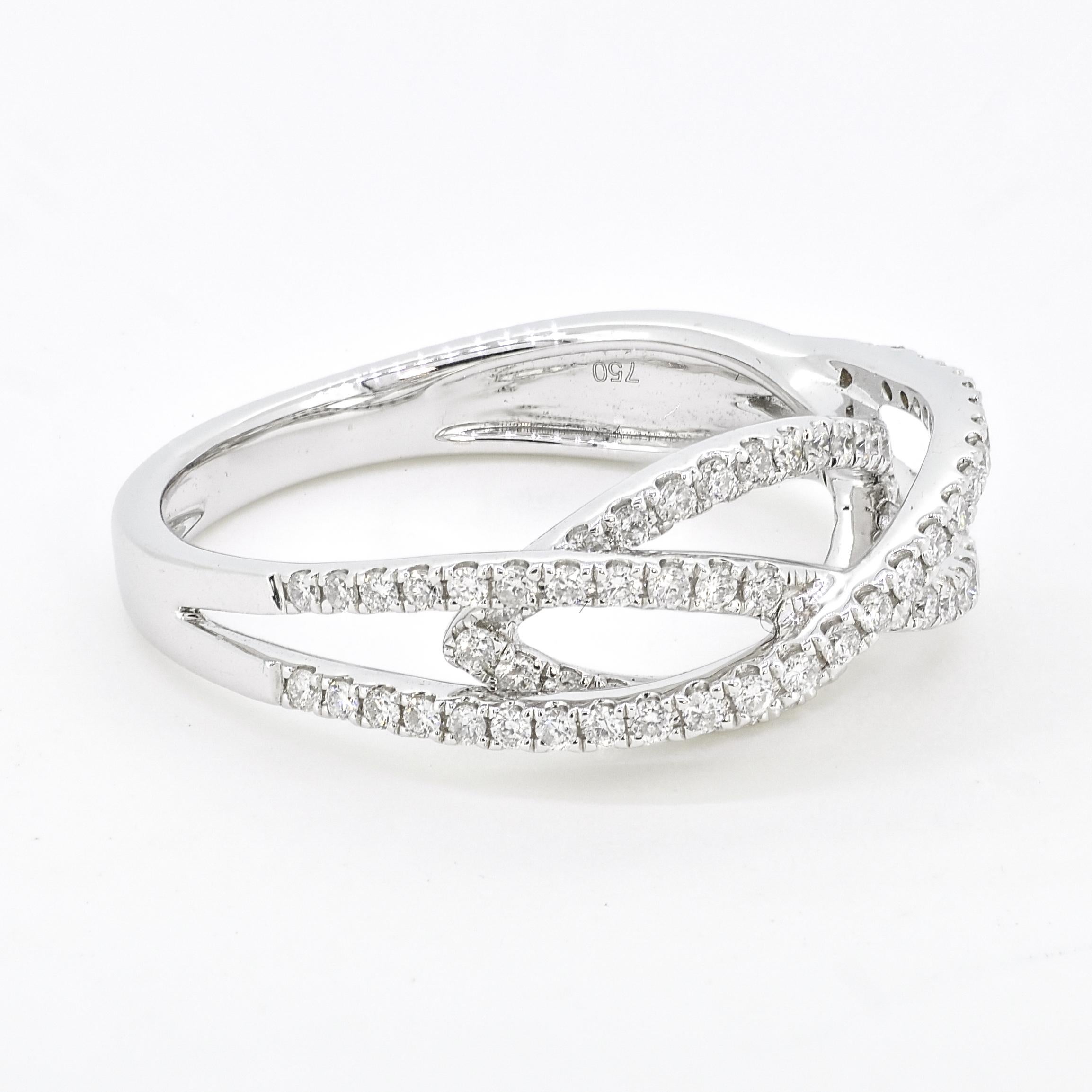 Natural Diamond 0.43 carats 18KT White Gold Multi Row Statement Ring For Sale 1