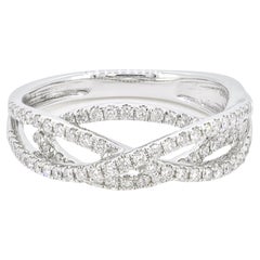 Natural Diamond 0.43 carats 18KT White Gold Multi Row Statement Ring
