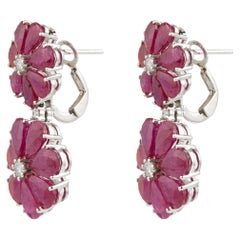 Boucles d'oreilles en or 18 carats avec diamants naturels 0,43 carat et rubis 19,93 carats, 7,86 g