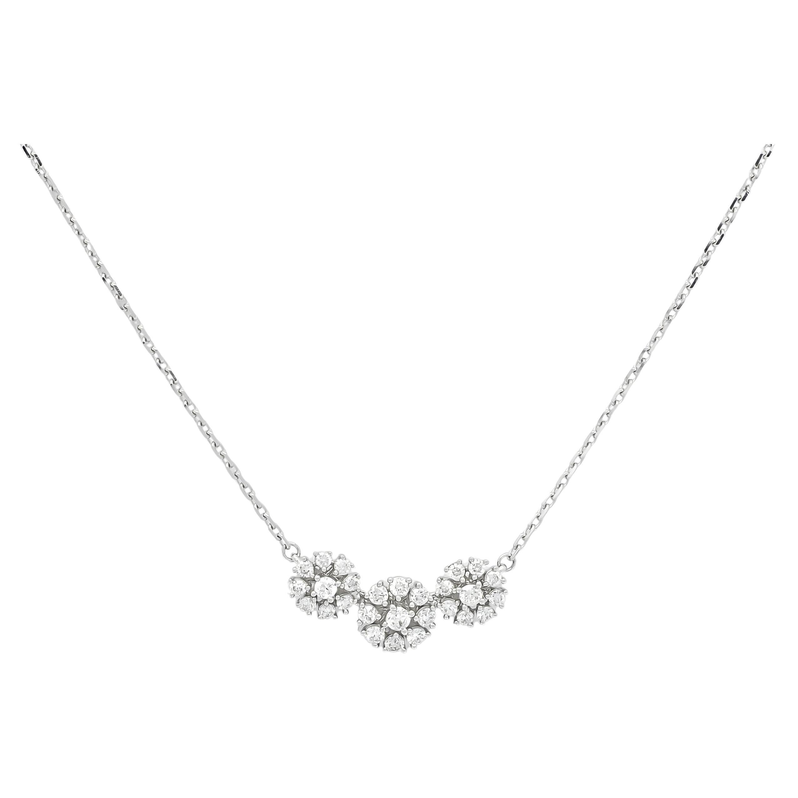 Natural Diamond 0.44 carats 18 Karat White Gold Chain Necklace  For Sale