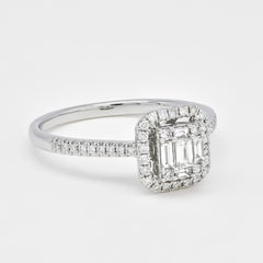 Natural Diamond 0.44 carats 18KT White Gold Cluster Engagement Ring