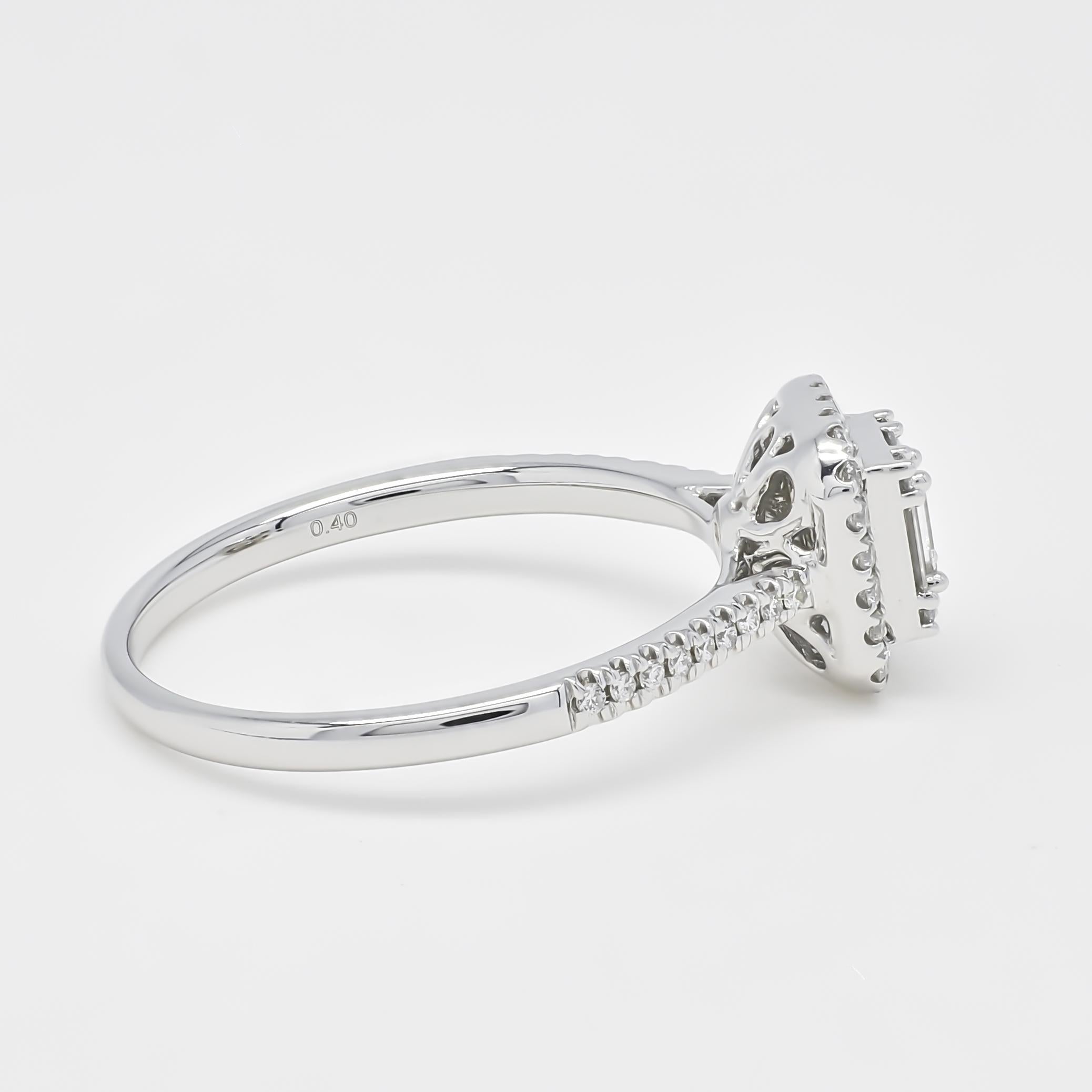 Verlobungsring mit natürlichem Diamant 0,44 Karat 18KT Weißgold-Cluster für Damen oder Herren im Angebot