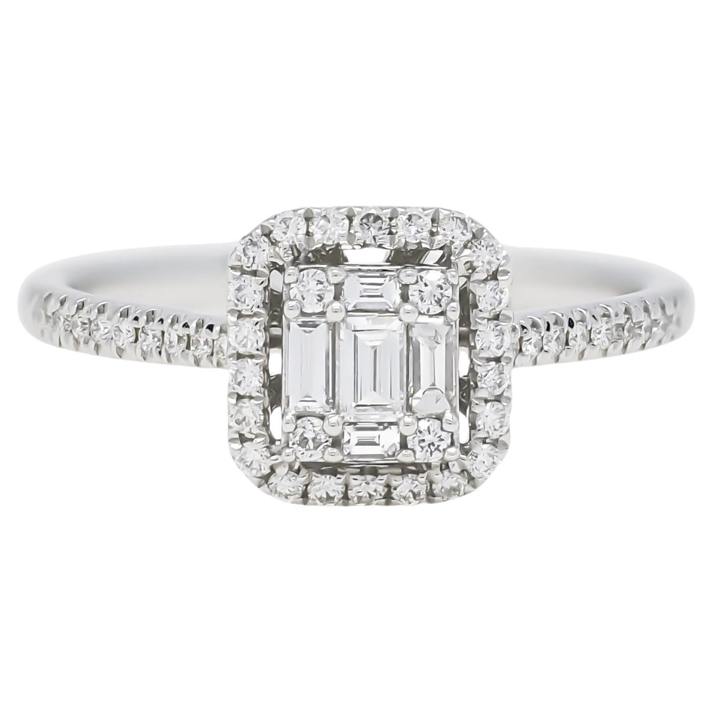 Natural Diamond 0.44 carats 18KT White Gold Cluster Engagement Ring