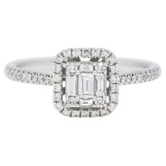 Natural Diamond 0.44 carats 18KT White Gold Cluster Engagement Ring