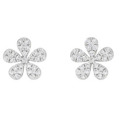 Natural Diamond 0.44 carats 18KT White Gold Floral Stud Earrings
