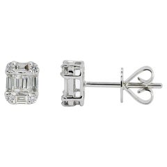 Natural Diamond 0.42 Carats 18KT Yellow Gold Simple Cluster Stud Earrings